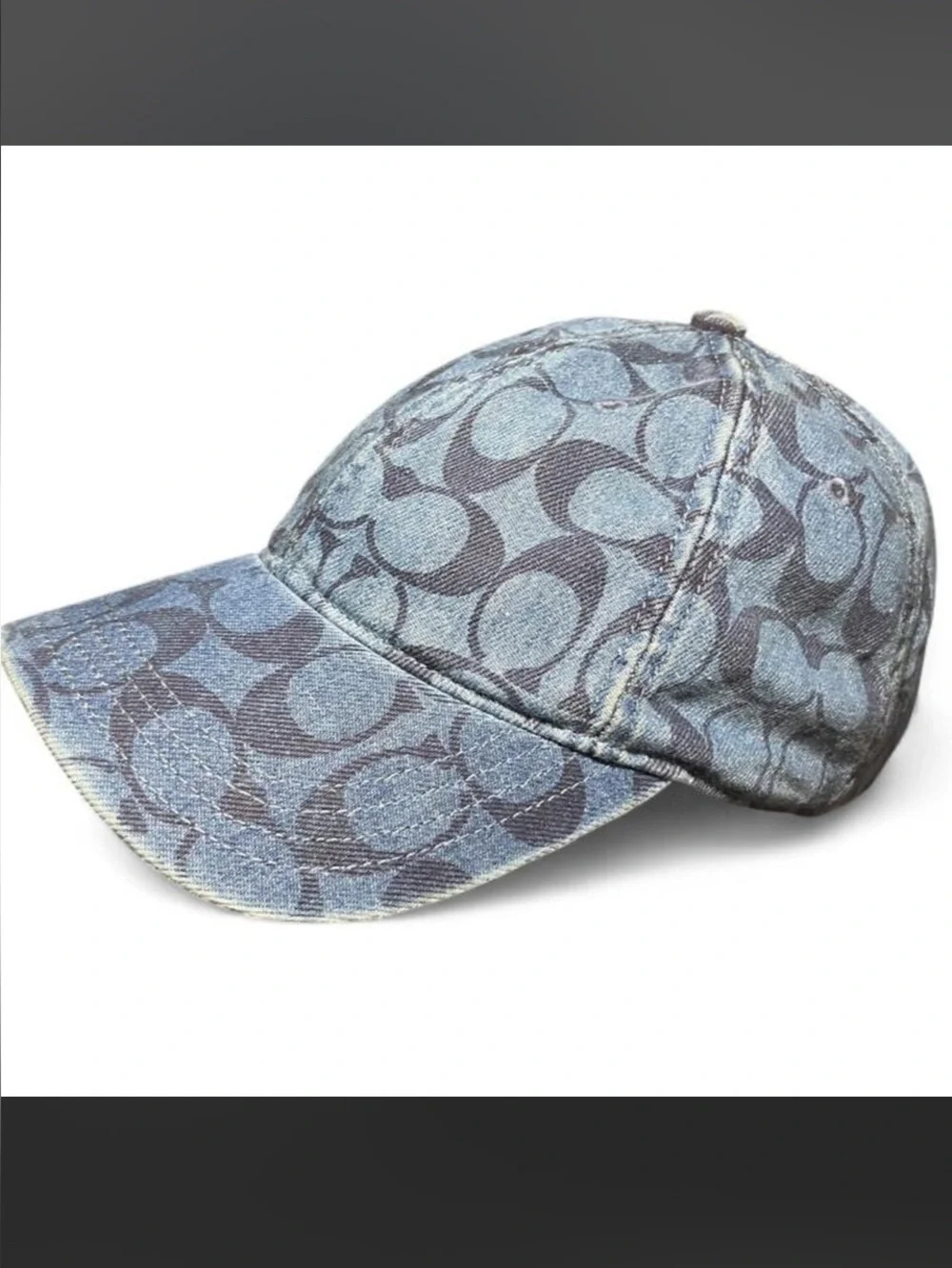 Coach Light Blue Signature Pattern Men's Baseball Cap